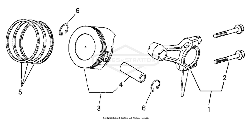 Piston/Rod Diagram and Parts List for 1504-2  Briggs and Stratton Generator